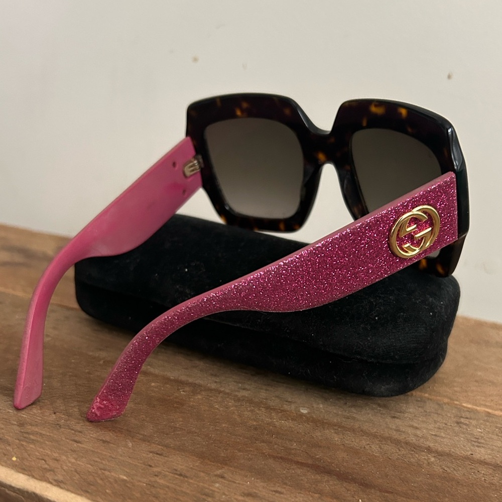 Gucci Black and Pink Sparkle Sunglasses